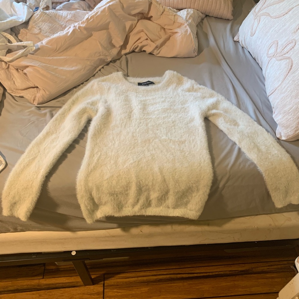 Ellen Tracy Cream Fuzzy Knit Sweater